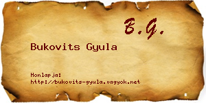 Bukovits Gyula névjegykártya